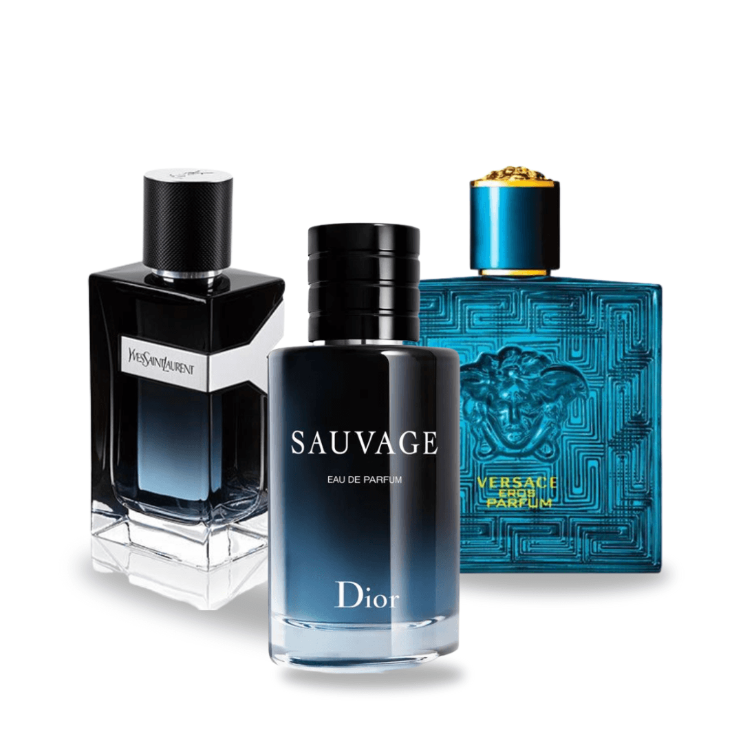 3 Parfums (100ml) Dior SAUVAGE | Yves Saint Laurent Y MEN | Versace EROS