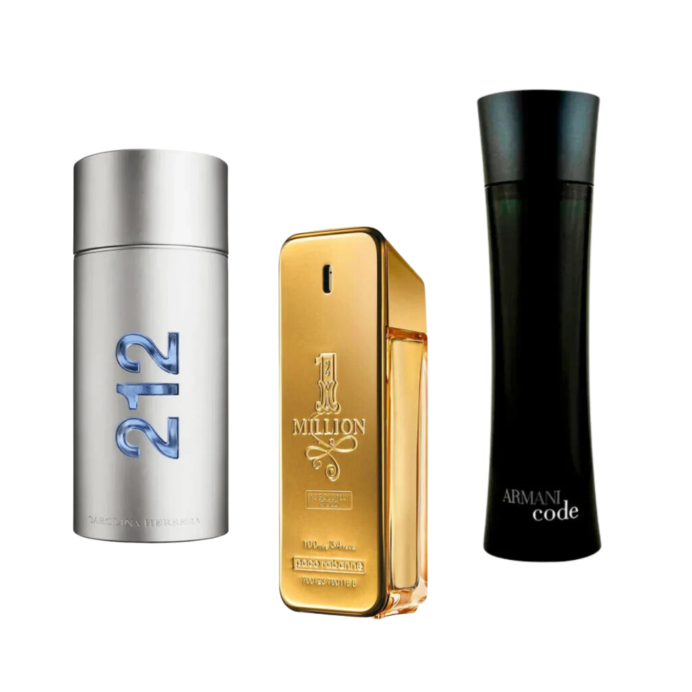 3 Parfums (100ml) 212 Men NYC | Paco Rabanne One Million | Armani Code Homme (Eau de Parfum)
