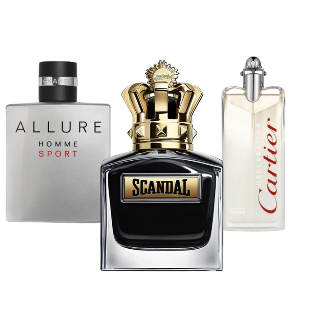 3 Parfums (100ml) Allure Homme Sport | Jean Paul Gaultier Scandal | Cartier Declaration (Eau de Parfum)