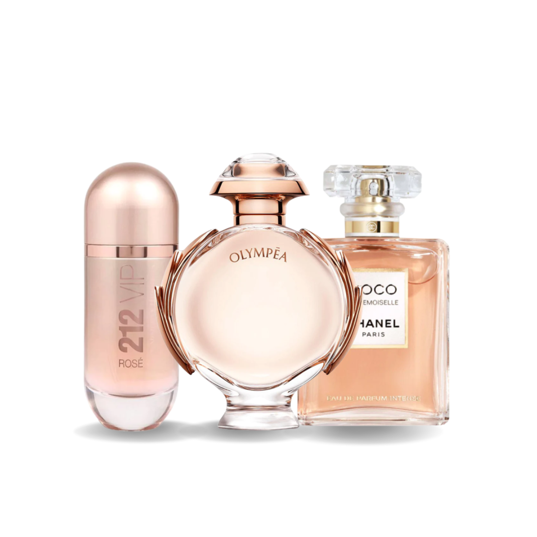 3 Parfums (100ml) 212 VIP ROSÉ | RABANNE OLYMPÉA | Chanel COCO MADEMOISELLE (Eau de Parfum)