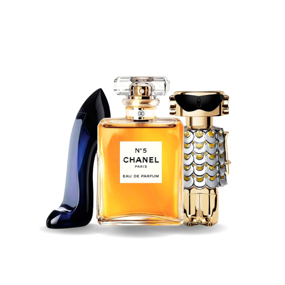 3 Parfums (100ml) Carolina Herrera GOOD GIRL | Chanel Nº5 | Paco Rabanne FAME (Eau de Parfum)