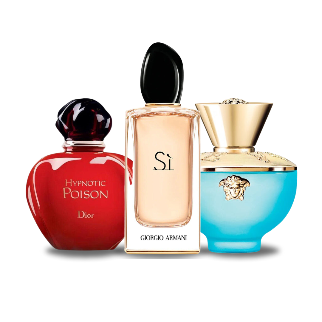 3 Parfums (100ml) Dior HYPNOTIC POISON | Giorgio Armani SÌ | Versace DYLAN TURQUOISE (Eau de Parfum)
