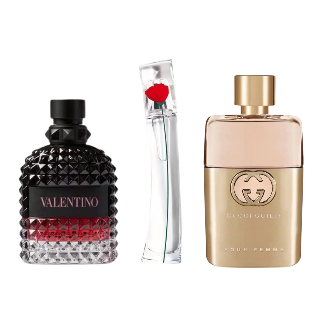 3 Parfums (100ml) Gucci Guilty | Valentino Intense | Flower By Kenzo (Eau Parfum)