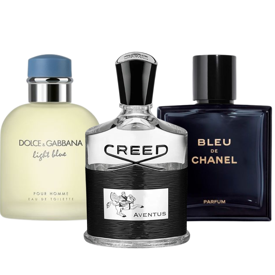3 Parfums (100ml) Bleu de Chanel | Creed Aventus | Dolce Gabbana Light Blue (Eau de Parfum)